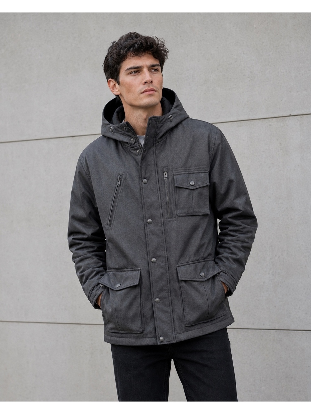 Marc Ecko Cut & Sew Medium Gray Heavy Winter Jacket